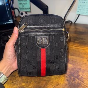 Balenciaga Black Belt Bag with Red Stripe
